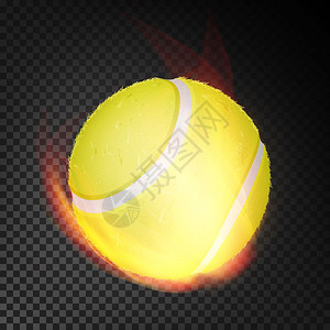 以球会友现实的消防矢量中网球燃烧透明背景现实网球矢量以透明背景隔离的燃烧风格中黄网球设计图片