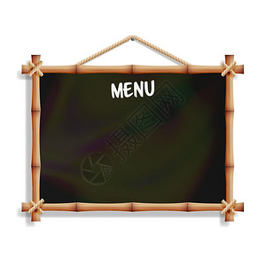 悬挂黑板咖啡馆或餐厅菜单公告黑板插画
