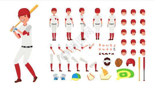 棒球运动员矢量动画元素集图片