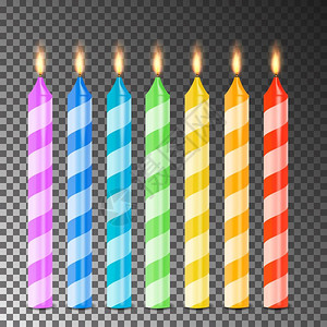 店庆3周年烧3个现实的晚餐蜡烛矢量生日蛋糕蜡烛点火插画