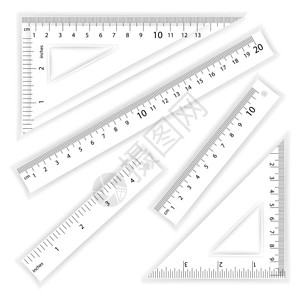 透明尺子学校测量工具标尺和三角插画