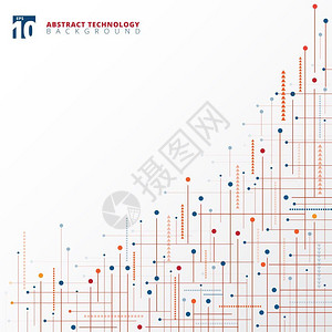 蓝色和红几何线点矢量背景背景图片