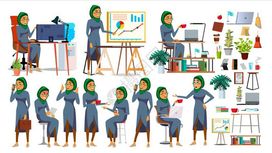 办公室阿拉伯妇女形象合集图片