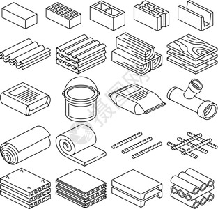 材料结构建筑材料线条插画插画