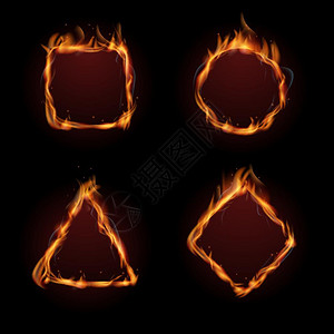 火热焰框架矢量设定火热燃烧和样示意图图片