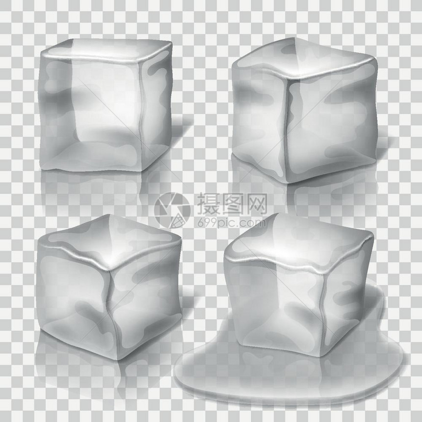 透明无色的冰立方体图片