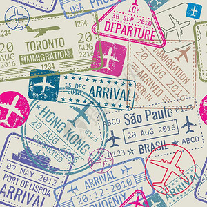 柏林国际电影节带护照签证章插图背景插画