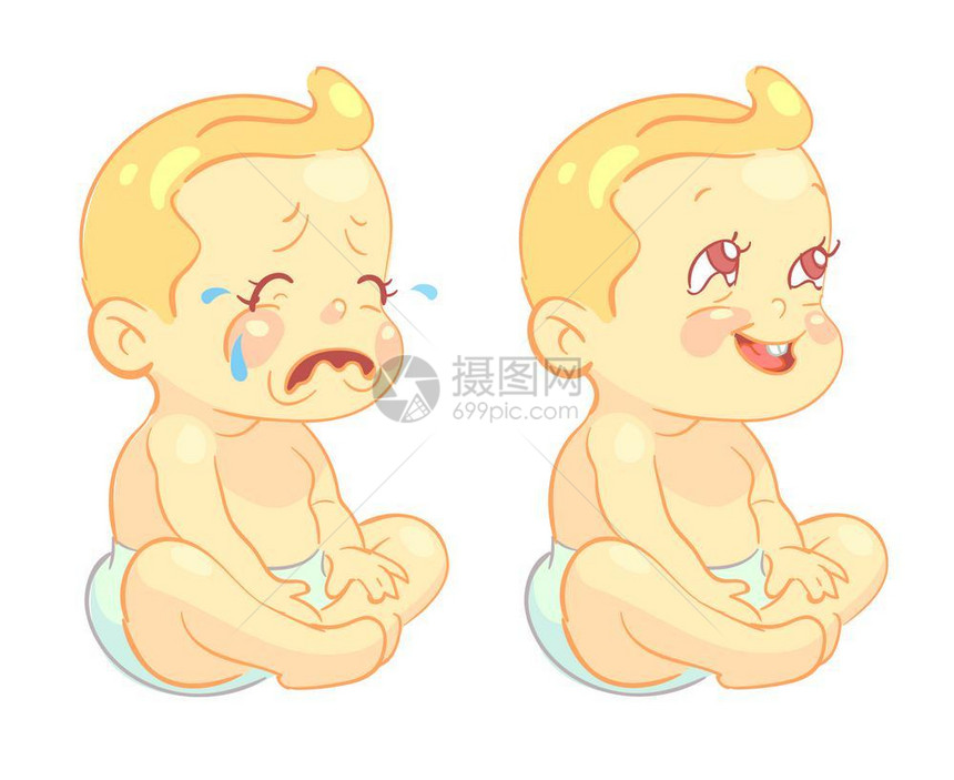笑和哭分别是婴儿的两种情绪图片