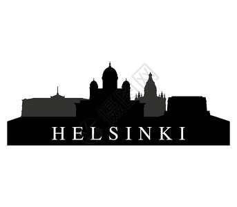 芬兰赫尔辛基建筑剪影插画