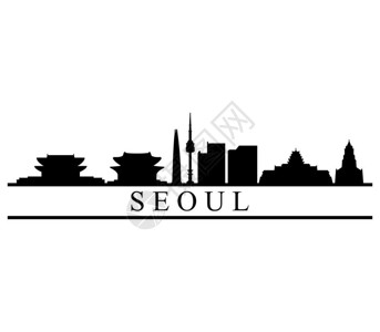 韩国首尔之夜韩国首尔建筑剪影插画