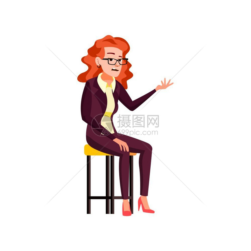 傲慢的红发女性工作人员 图片