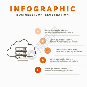 用于网站和演示的云存储计算数据流程信息图模板背景图片
