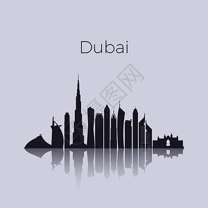 迪拜建筑剪影图片