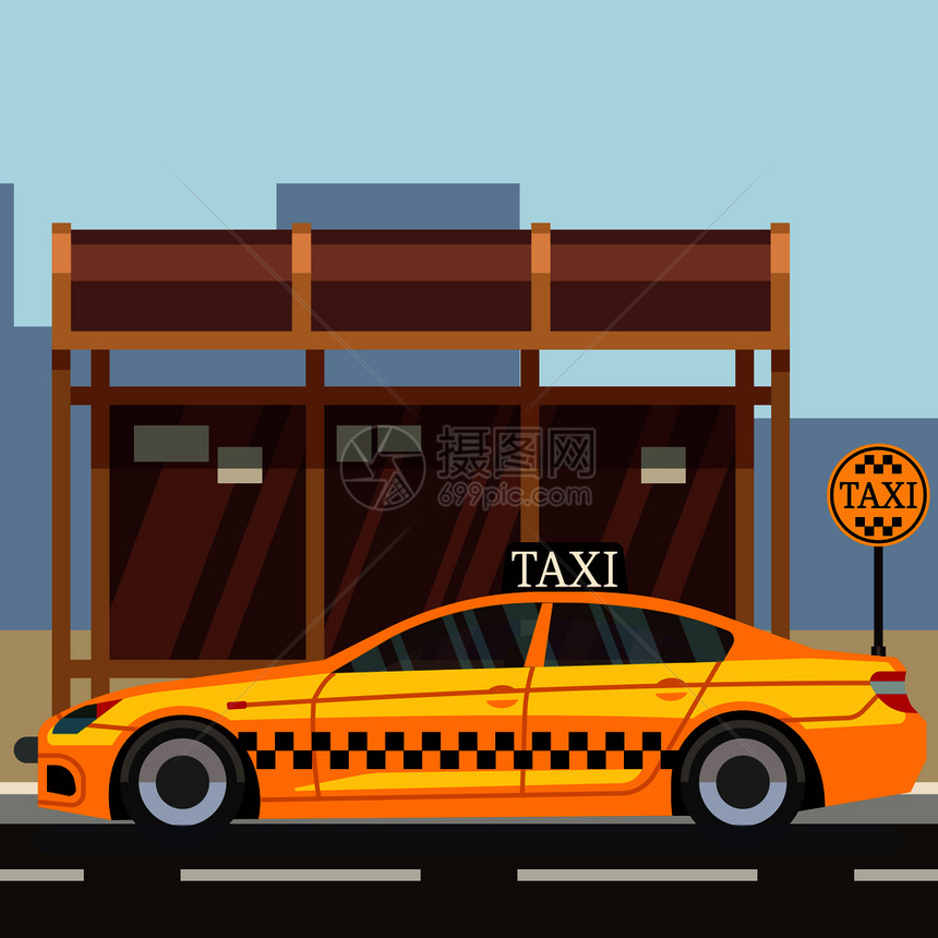 停着的出租汽车计程车图片