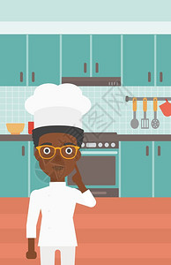萝卜丝尖饺美食一名身着厨师服装的黑人设计图片