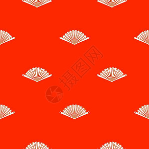 传统东方扇子红色图案背景矢量设计元素图片