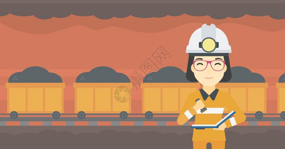工作照身处矿井的女性工人插画
