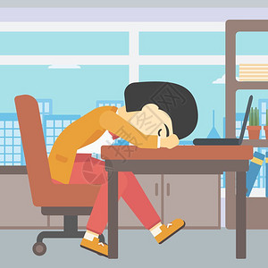 总经理办公室在办公室睡着的女职员插画