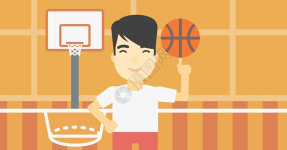 篮球场上的年轻男运动员背景图片