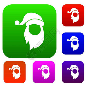 彩色圣诞老人胡子帽子图标矢量设计元素图片