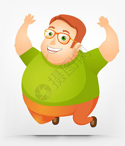 快乐的胖子卡通矢量形象图片