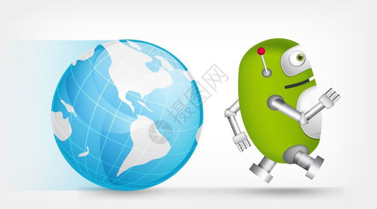 绿色机器人与地球图片