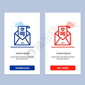 邮件情书求婚结证蓝色和红下载现在购买网络部件卡模板背景图片