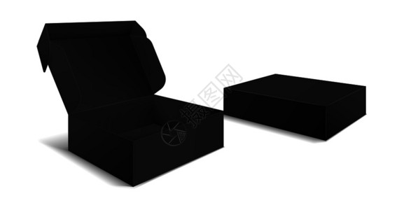 黑纸板袋白盒黑食品零黑的图片