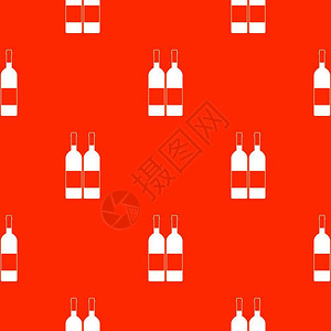 纳帕葡萄园两瓶葡萄酒无缝红色图案矢量设计元素插画