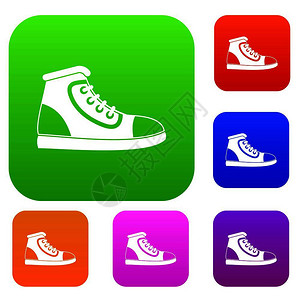 运动鞋彩色图标矢量设计元素背景图片