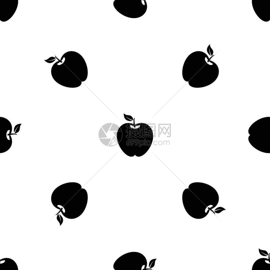 苹果无缝黑白图案矢量设计元素图片