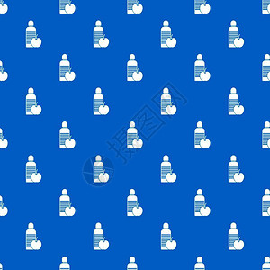 水瓶和苹果无缝蓝色图案矢量设计元素图片