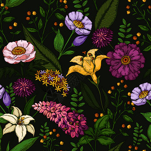 手绘花朵图案抽象夏季无缝印刷花朵背景图片