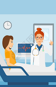病房护理心脏监测器医院插画图片