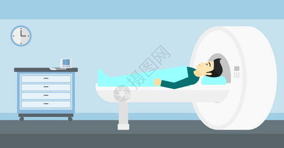 男性在医院做核磁共振矢量卡通插画图片