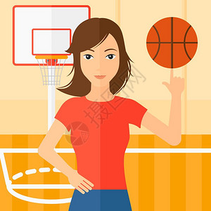 女生转球篮球场矢量背景图背景图片