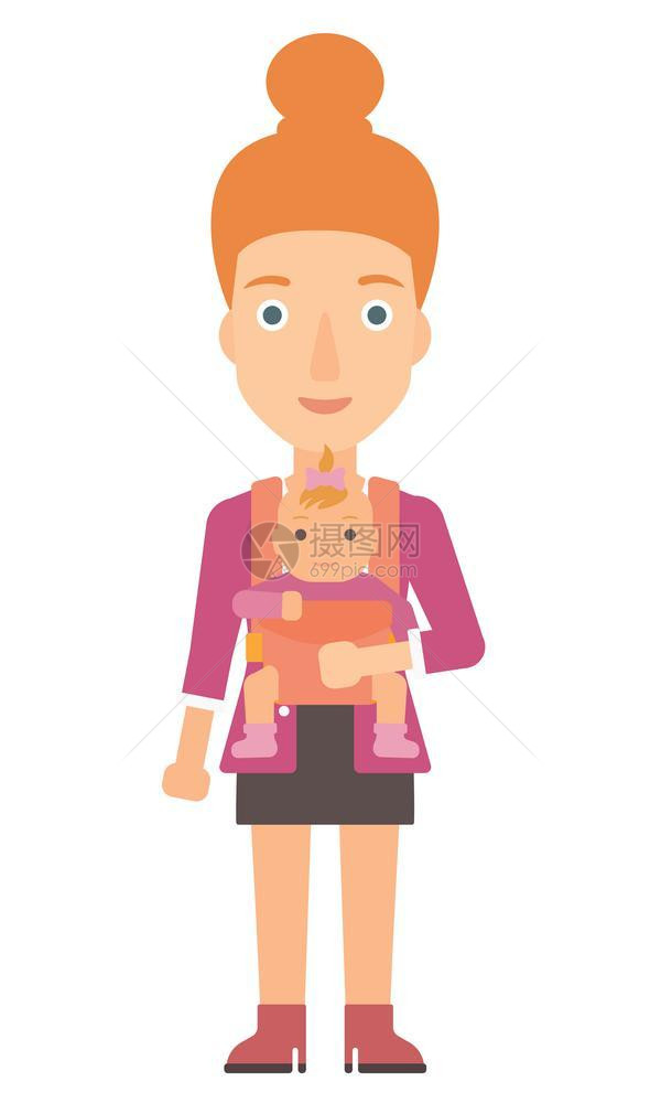 一名抱着婴儿的妇女卡通矢量人物图片