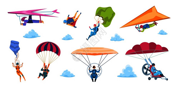跳跃者滑翔跳伞运动员插画