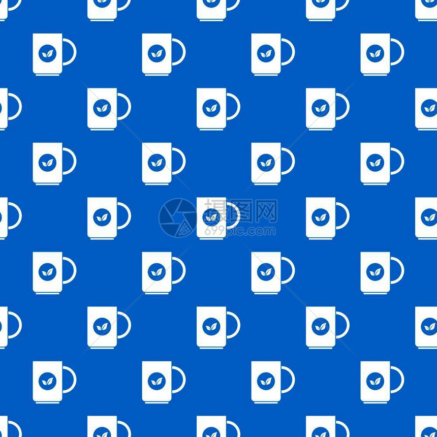 茶杯无缝蓝色图案矢量设计元素图片