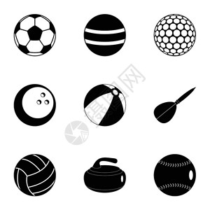 黑色图用于网络设计的9个球向量图标的简单样式集球图标简单样式插画