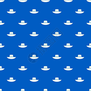任何设计均以蓝颜色无缝重复矢量几何图示女帽子模式无缝蓝色图片