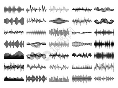 声波和音乐数字平衡器面板声波振幅形成无线电频率音乐声波击打脉冲和音可视化振动波矢量孤立图示收集声波和音乐数字平衡器面板声波振幅击背景图片