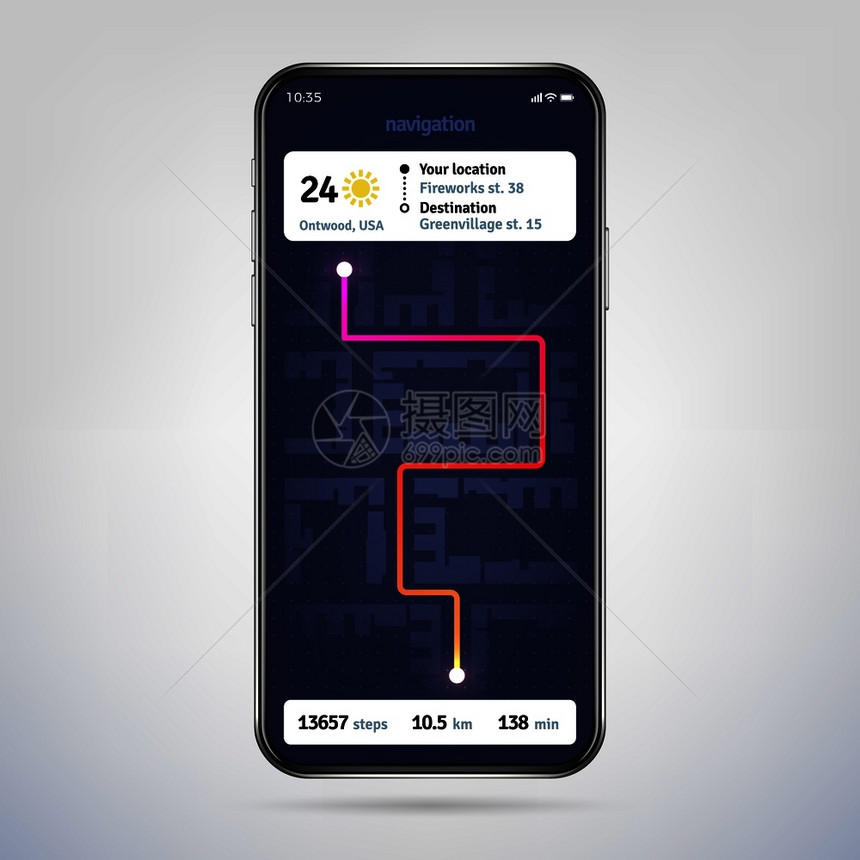 在线导航员应用程序gps电话屏幕导航应用程序矢量eps10移动电话城市导航示例城市导航在线员应用程序10图片