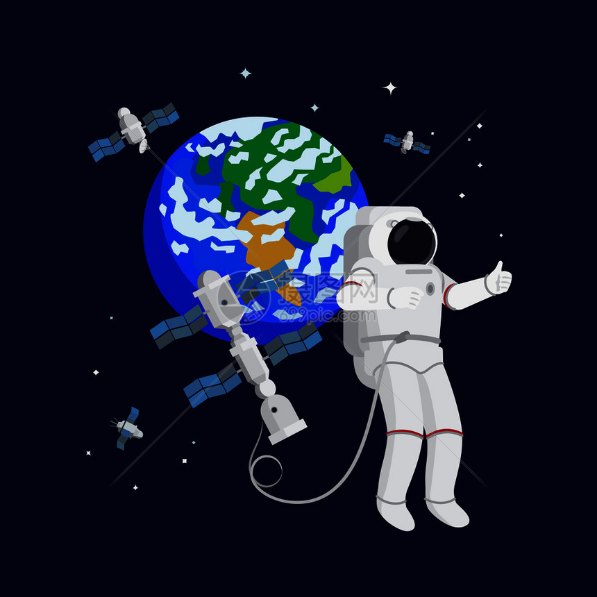 地球天文观测台和宇航员图片