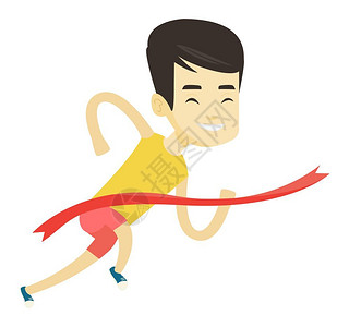 过自律生活快乐体育男运动员跑过终点线矢量插图设计图片