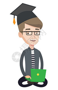 毕业成绩优异的学生在计算机教育背景图片