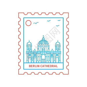 柏林建筑线条邮票矢量插画图片