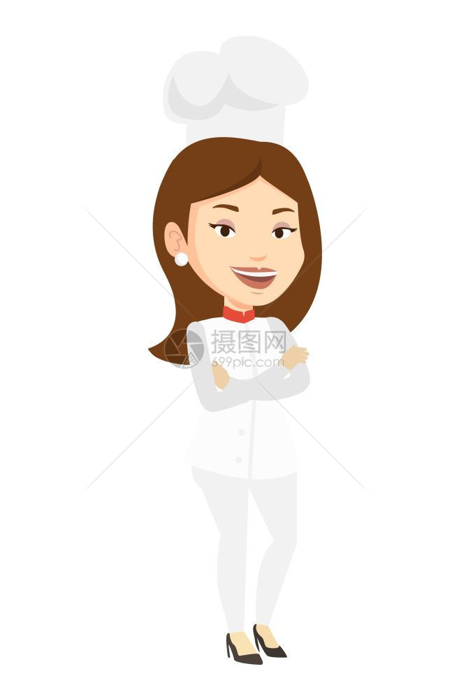 身穿制服的女厨师卡通矢量插画图片