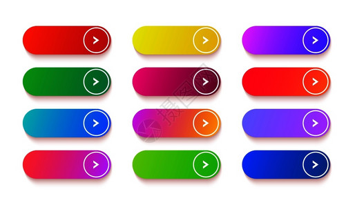 梯度空按钮彩色矢量矩形网络元素设置长亮的红色橙绿用于面板ui和调用斜度空按钮长亮的设置长亮的按钮背景图片