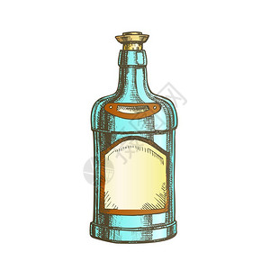 白顶清真寺典型的龙舌兰瓶子在顶端矢量上设计美丽的时装玻璃瓶给全国墨西哥酒精饮料贴上空白标签套件配有传统帽子模拟彩色插图典型的龙舌兰瓶子在顶插画